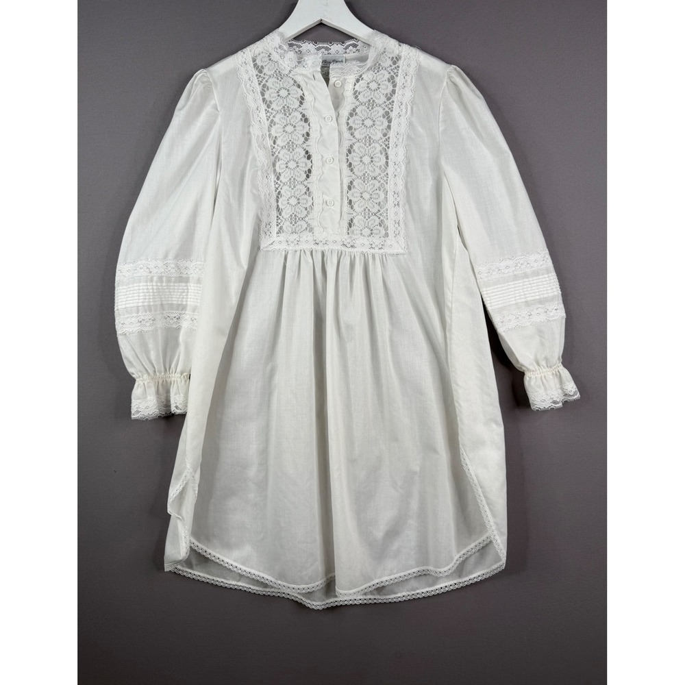 Willow Creek Nightgown Women L White Vtg Lace Victorian Prairie Feminine USA
